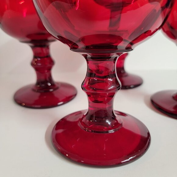 Vintage Hoffman House Ruby Red 6" Wine Water Goblets Imperial Glass 1966 Set 4 - Picture 5 of 8